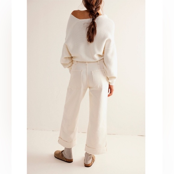 NWT We The Free FP Palmer Cuffed Jeans | Eggshell - Picture 4 of 15